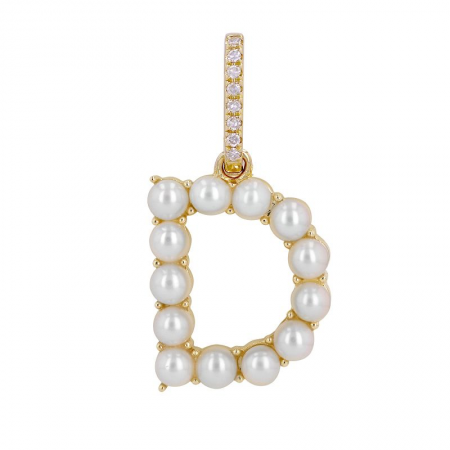 Pearl Initial Charm with Diamond Bail