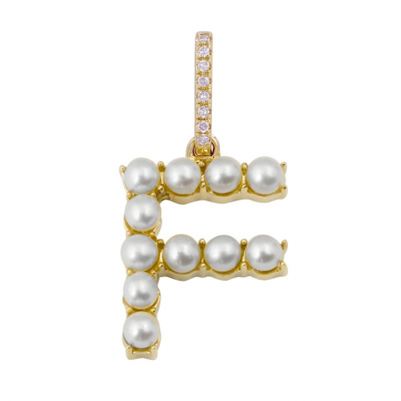 Pearl Initial Charm with Diamond Bail