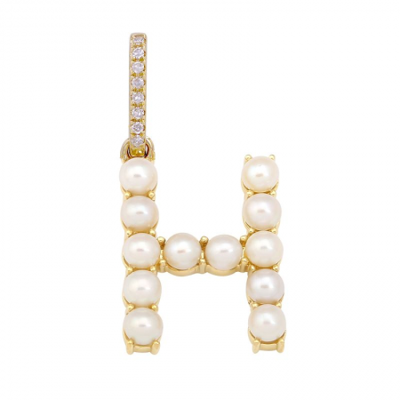 Pearl Initial Charm with Diamond Bail