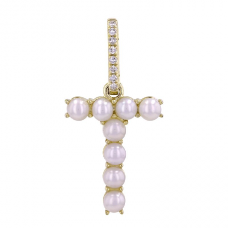 Pearl Initial Charm with Diamond Bail