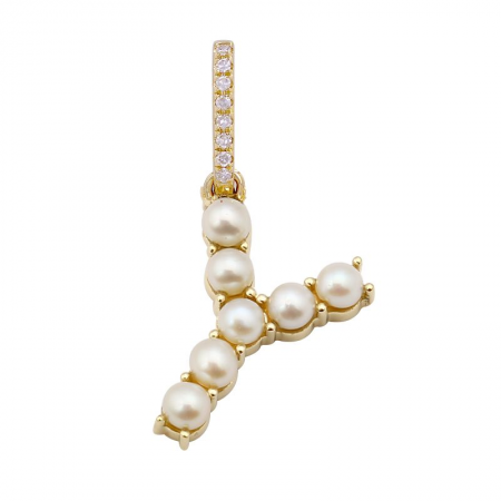 Pearl Initial Charm with Diamond Bail