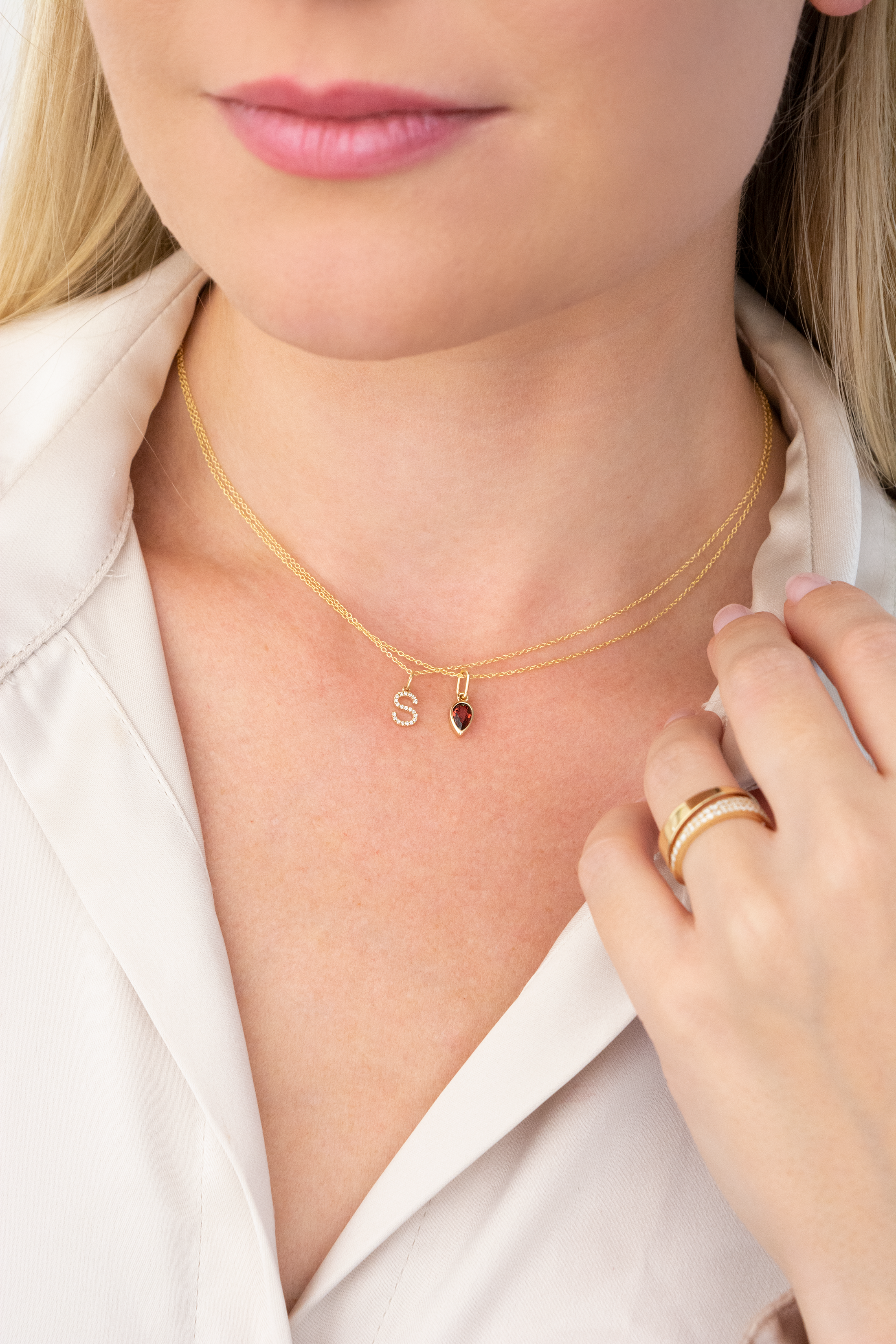 14K Gold Diamond Lowercase Initial Necklace | Adina Eden Jewels