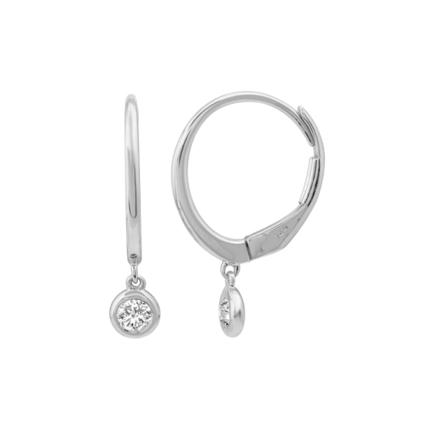 Diamond Bezel Huggie Drop Earrings