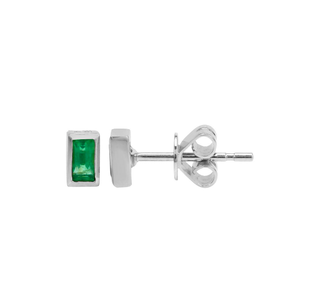 Emerald Bezel Stud Earrings