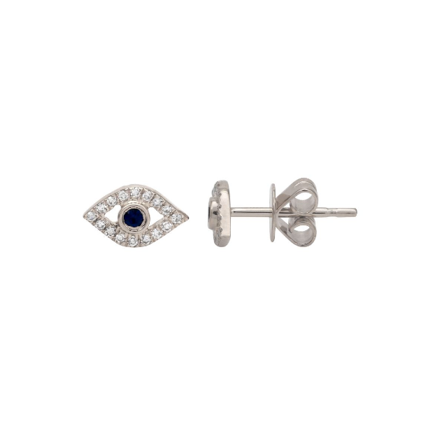 Evil Eye Diamond and Sapphire Stud Earrings