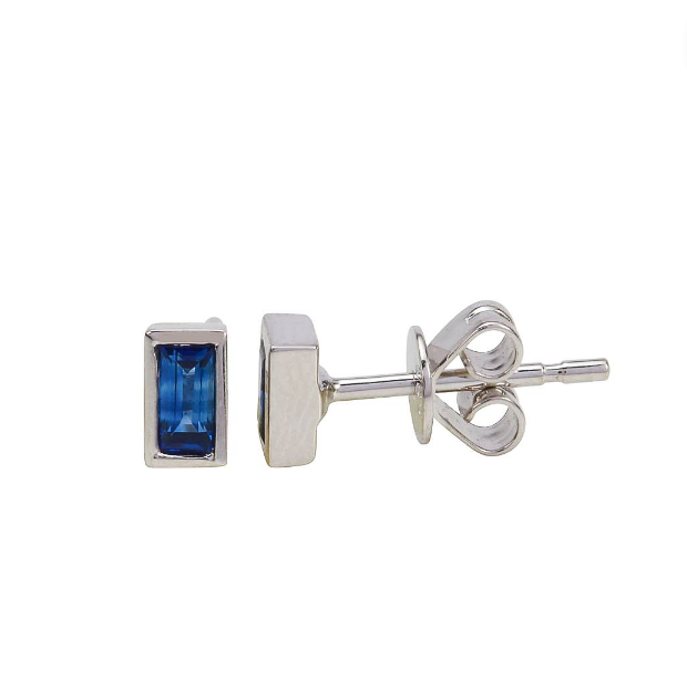 Sapphire Bezel Stud Earrings