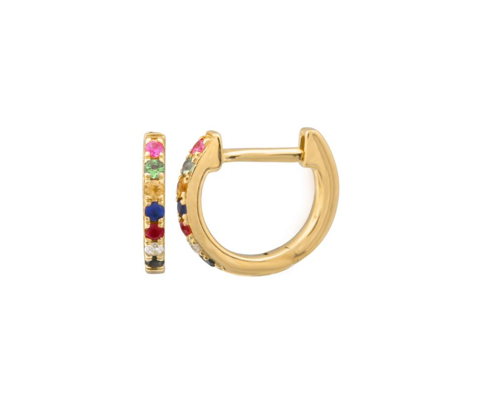Mini Rainbow Huggie Earrings I 9mm