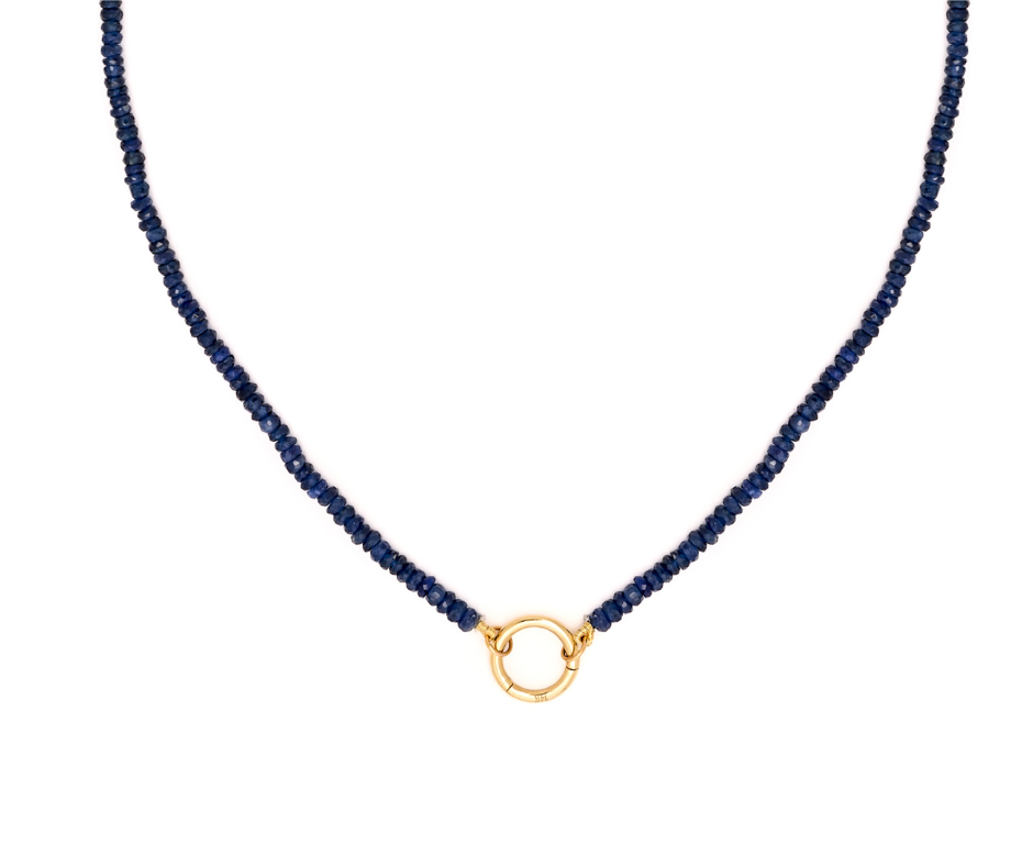 Blue Sapphire and 14k Charm Clasp Necklace