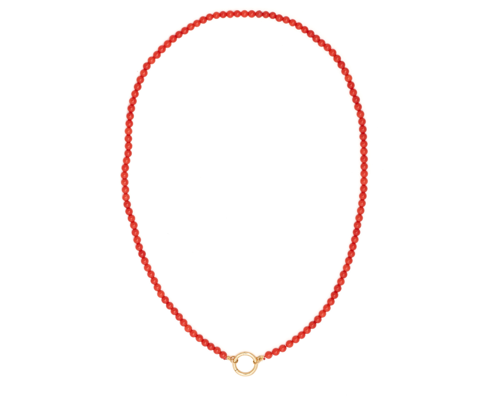 Coral and 14k Charm Clasp Necklace