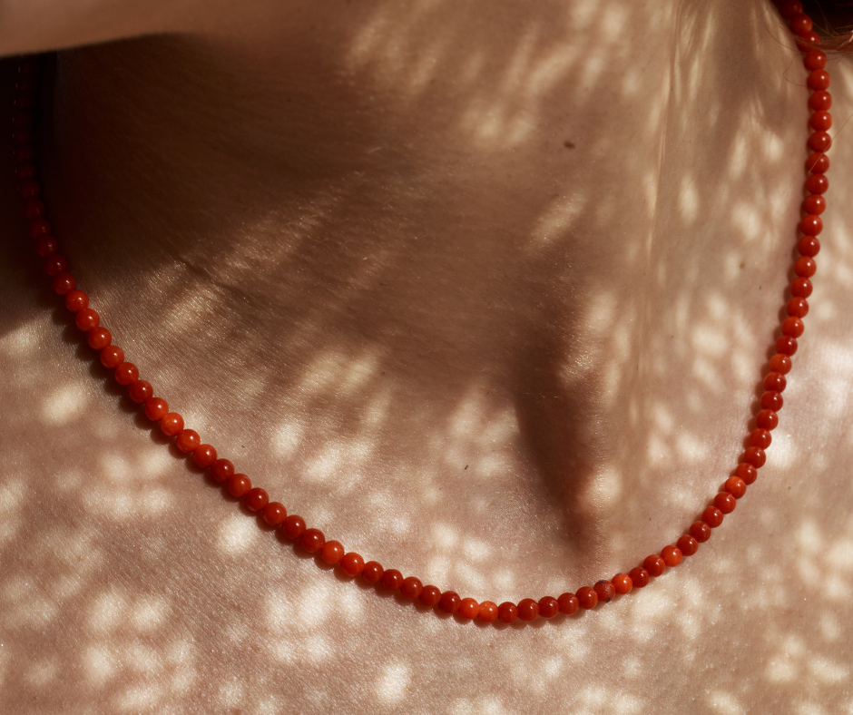 Coral and 14k Charm Clasp Necklace