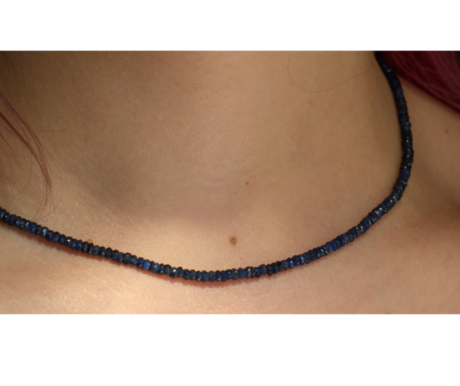Blue Sapphire and 14k Charm Clasp Necklace
