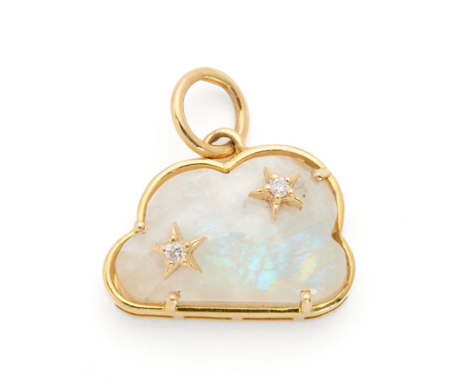 Cloud Charm I Moonstone and Diamond