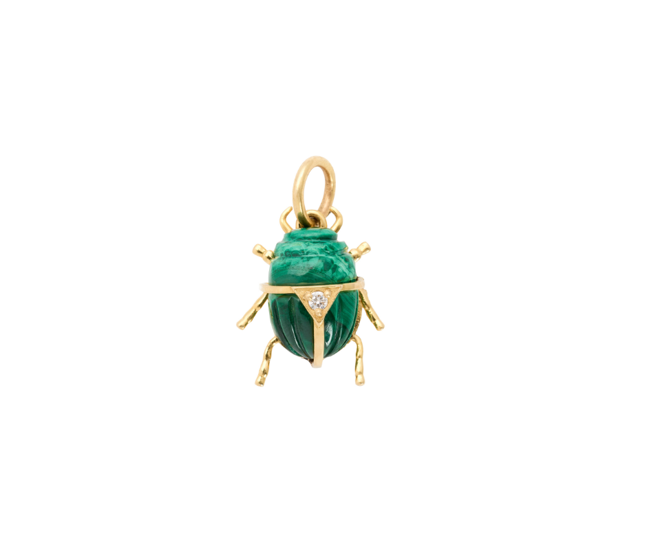 Small Beetle Charm I Carved Malachite
