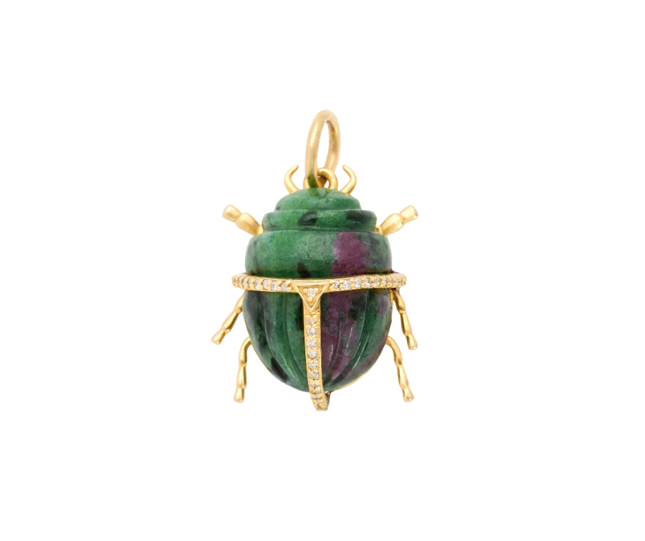 Large Beetle Charm I Carved Ruby Zoisite