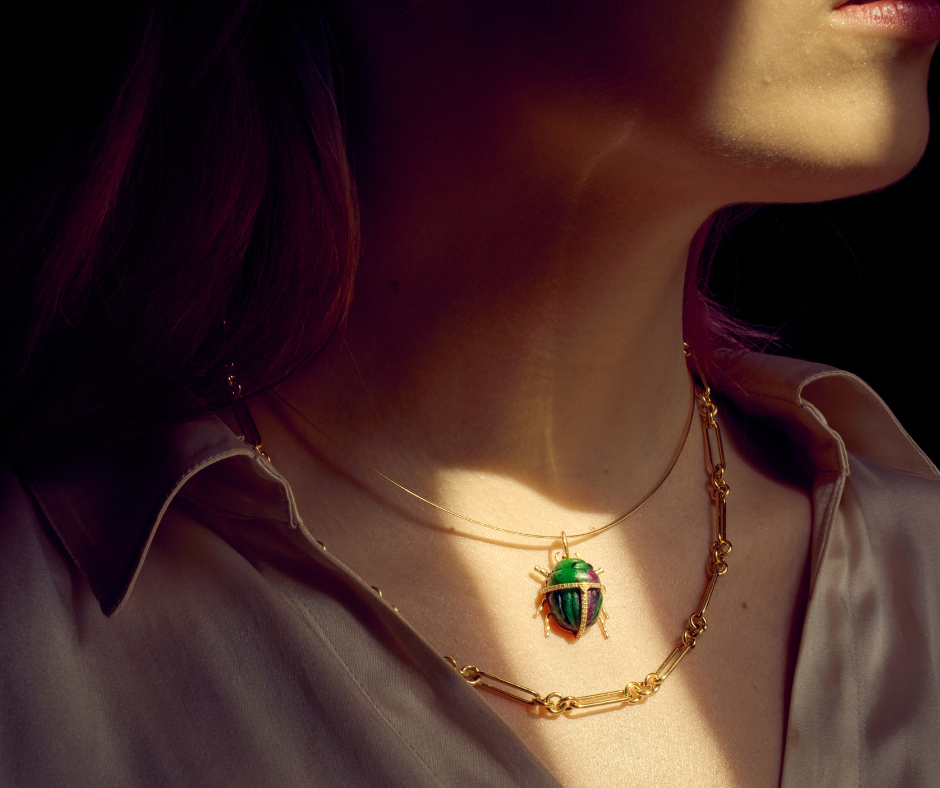 Large Beetle Charm I Carved Ruby Zoisite