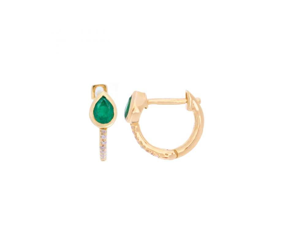 Emerald Pear and Diamond Hoops