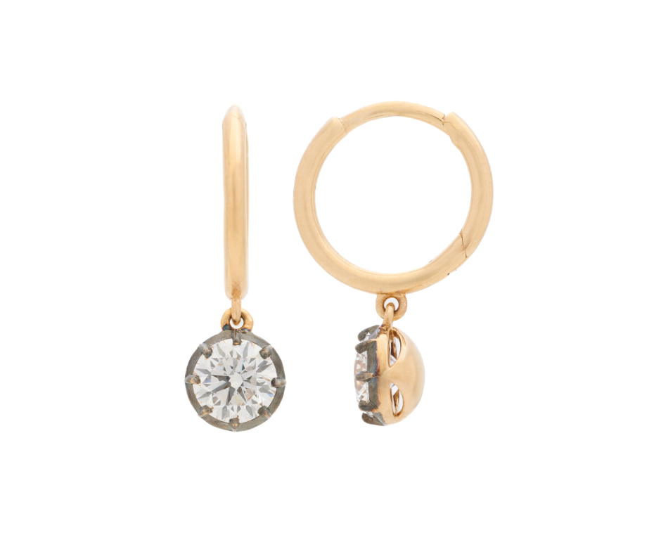 Round Diamond Georgian Hoop Earrings I 0.83ct Lab diamond